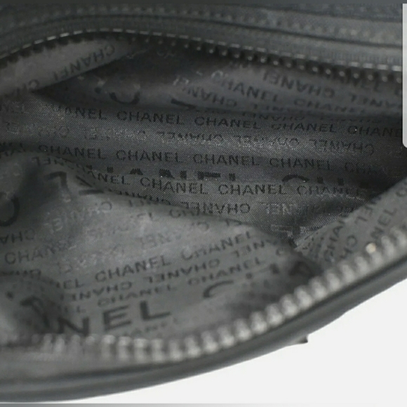 🌬CHANEL Logo CC Sport Line Pouch Nylon Rubber Lea - Picture 9 of 15